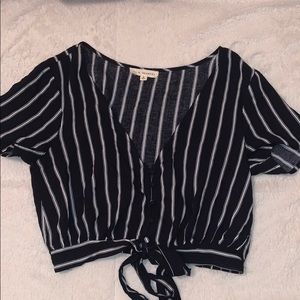 Pacsun L.A Hearts striped crop tie shirt